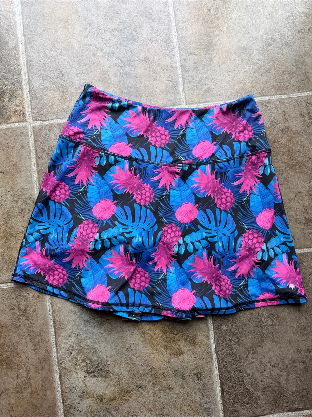 Tropical Pineapple Print golf skort in Pink & Blue